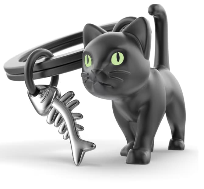 Llavero Metalmorphose gato negro con espina colgante