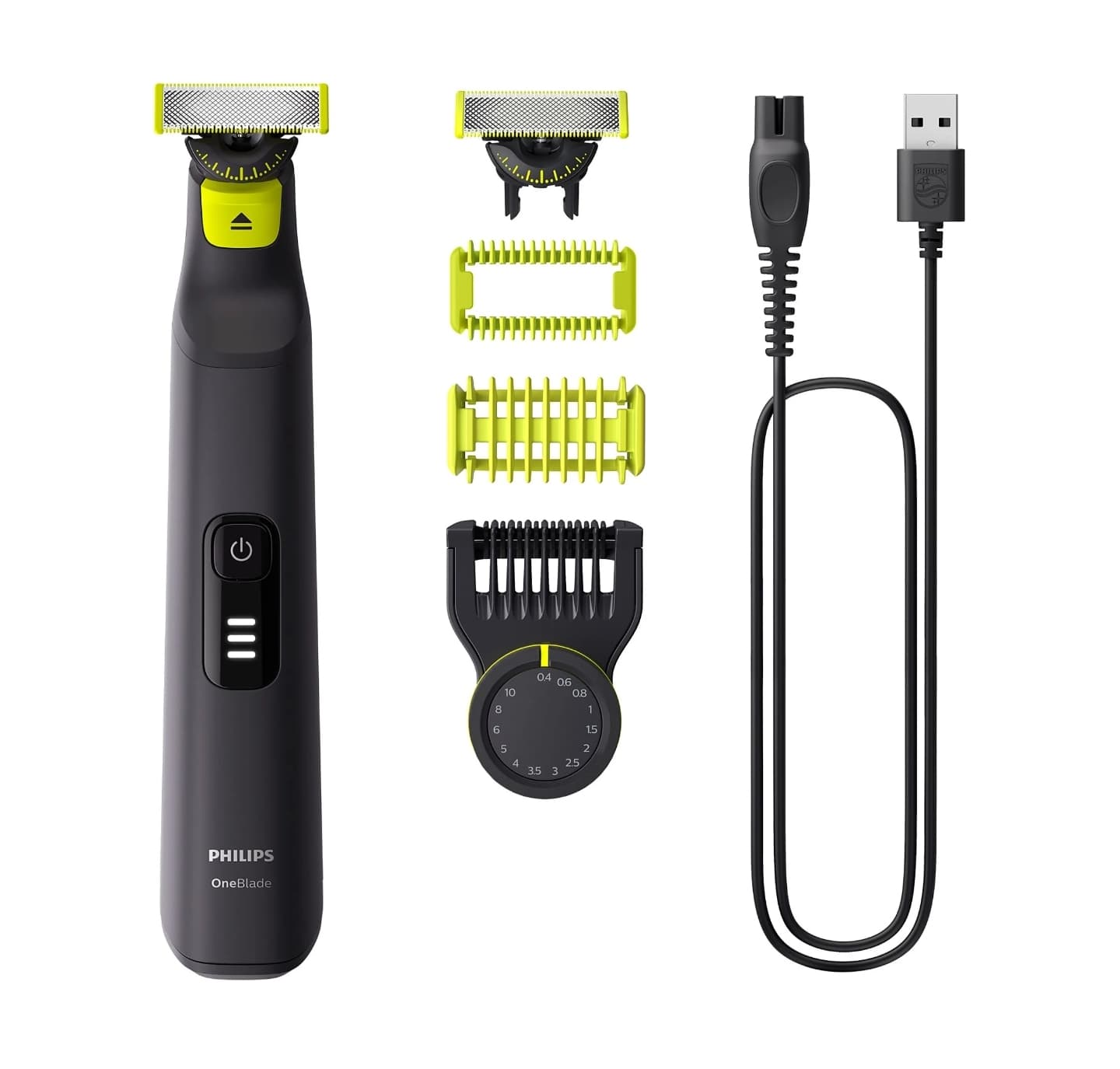 Barbero - Philips One Blade Pro QP6542/15, recorta, perfila y afeita, cara y cuerpo, 2 cuchillas 360, seco y mojado, 14 longitudes, 90 min
