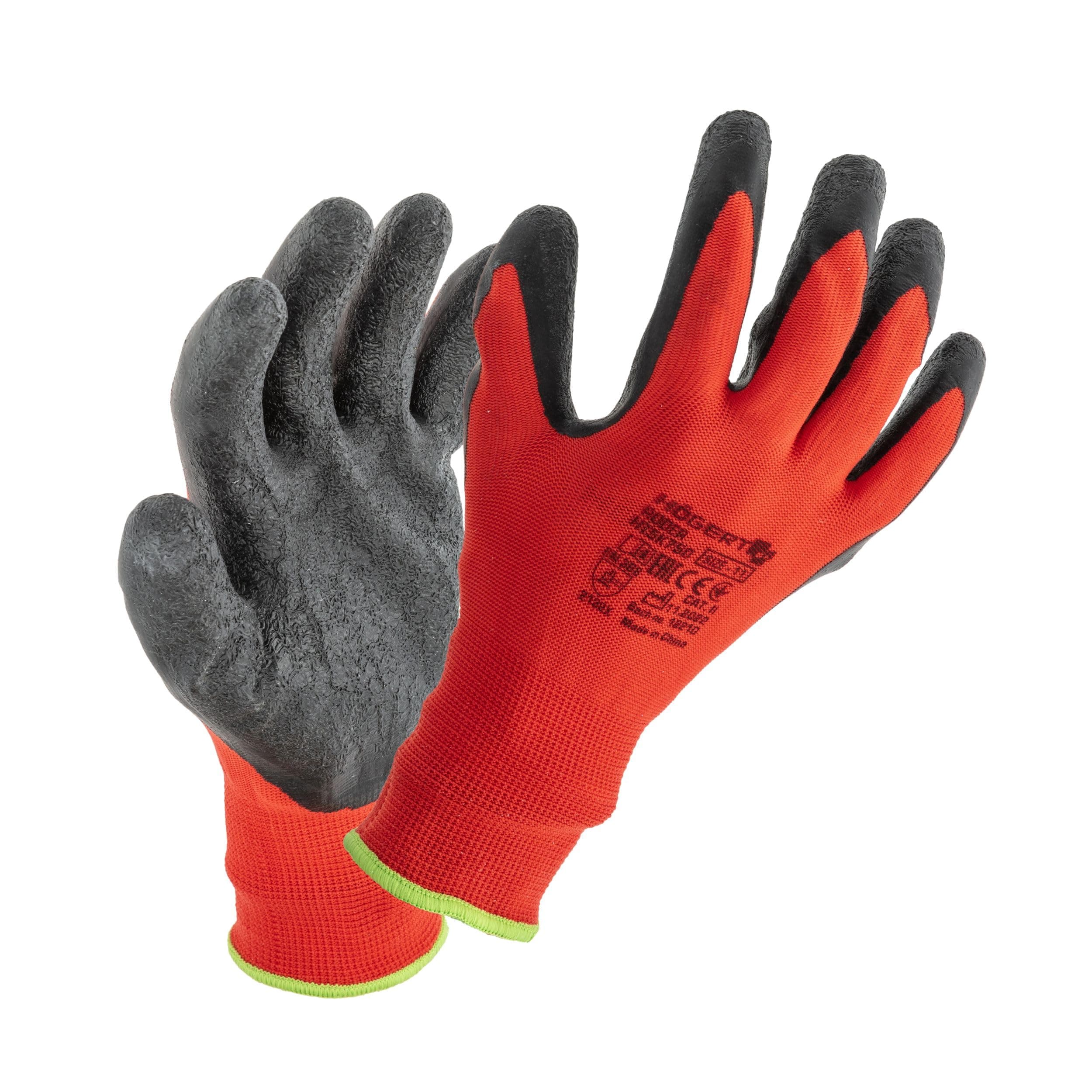 Guantes de protección recubiertos de látex, rojo/negro, tallas 8 9 11, alta resistencia a la abrasión, agarre flexible