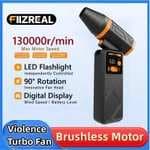 Soplador Turbo sin escobillas,130.000RPM con pantalla Digital y boquilla giratoria tipo C