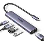 UGREEN Revodok 105 Hub USB C HDMI 4K Adaptador Tipo C 5 en 1 con 100W PD Carga Compatible con MacBook Pro Air M3 M2 M1, iPad,