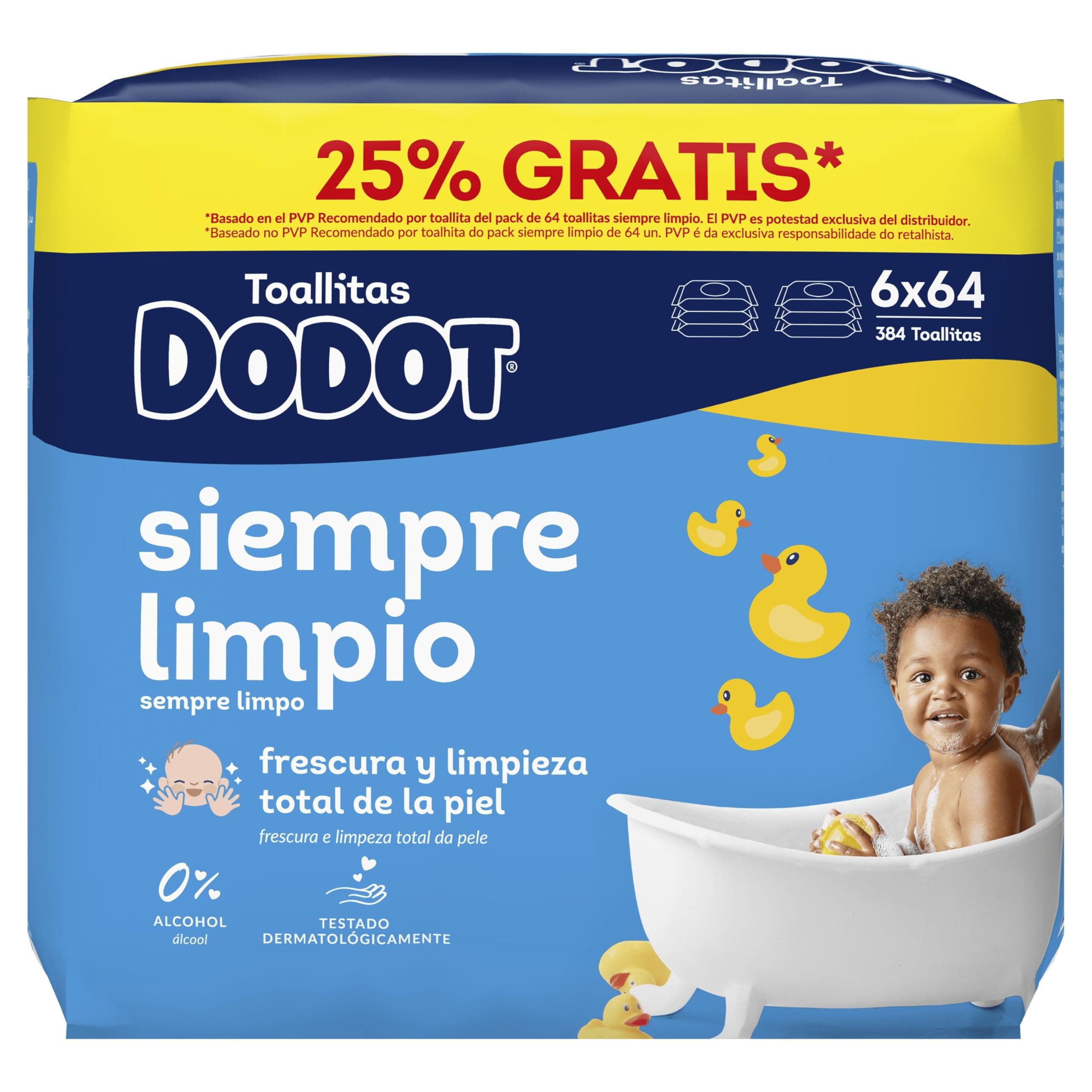 Toallitas Dodot 384 uds a solo 0,018€/toallita con Lista de Nacimiento