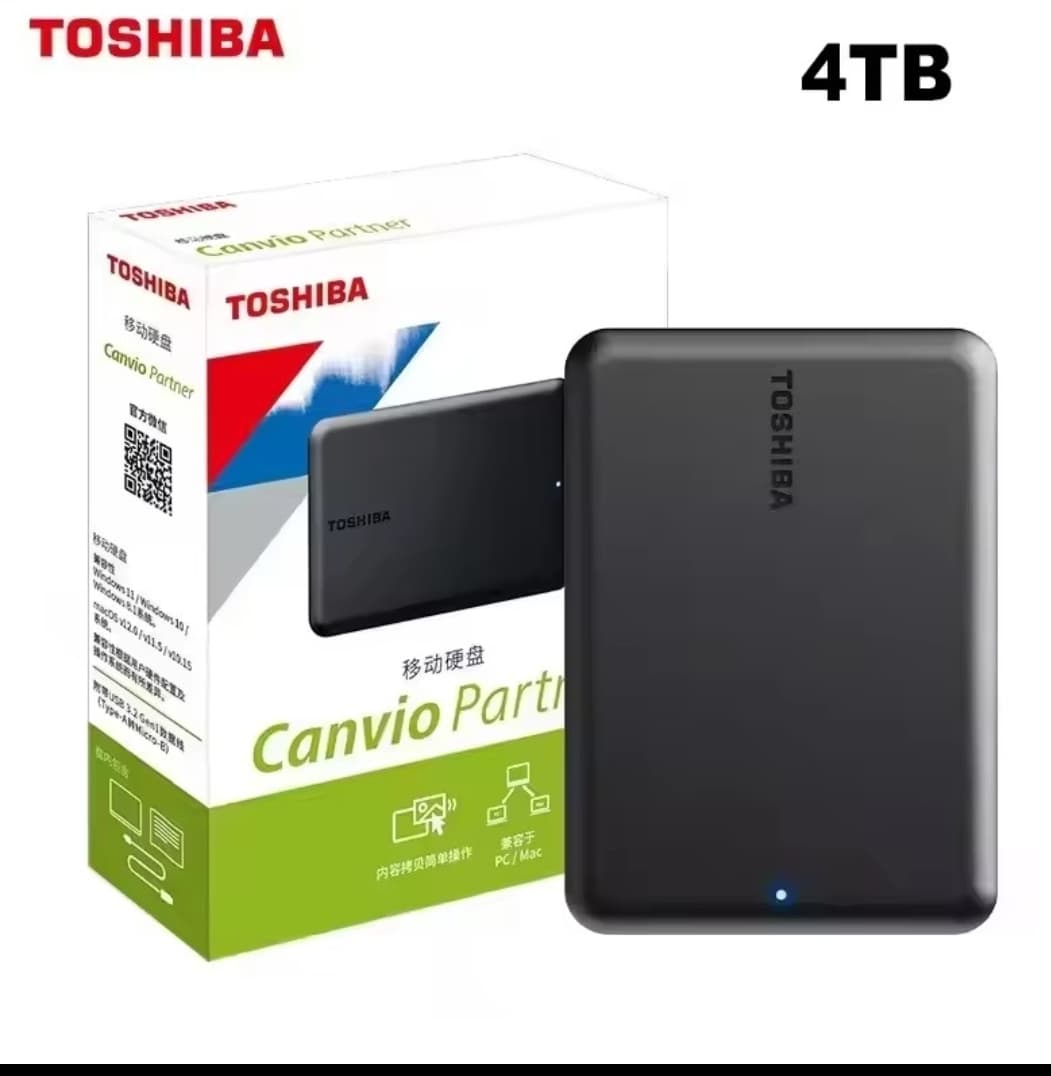 Disco Duro Portátil TOSHIBA 4TB Serie A5, Negro, Pequeño Alta Velocidad, USB 3.2 Gen1,