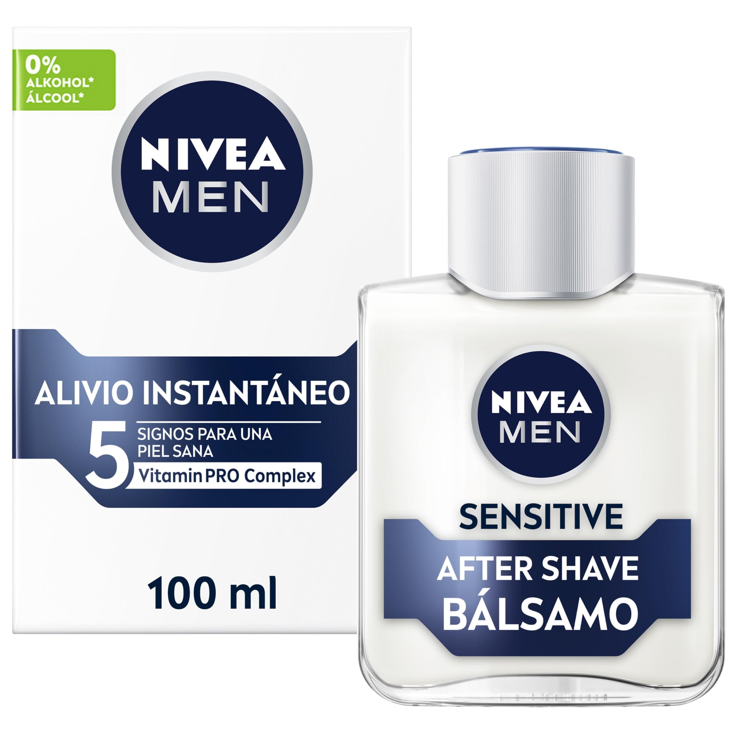 3 X NIVEA MEN Sensitive Bálsamo After Shave (1 x 100 ml), para el cuidado de la piel sensible (2,57€/unidad)