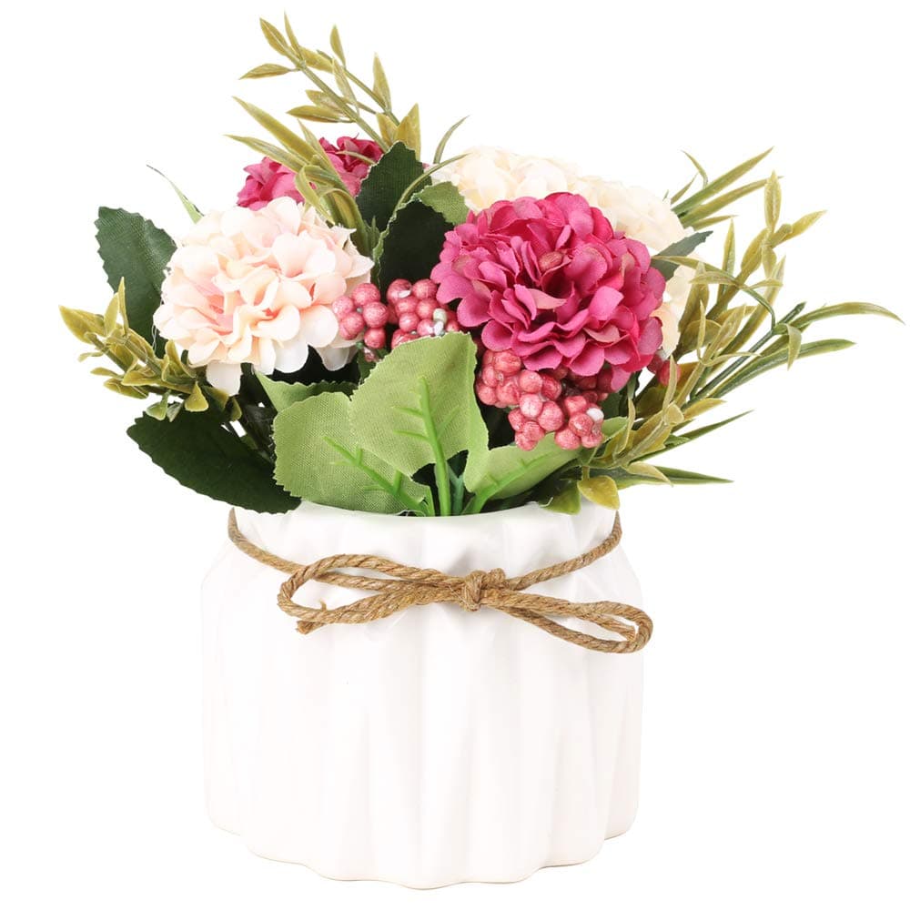 Ramo de hortensias Artificiales con jarrón de cerámica