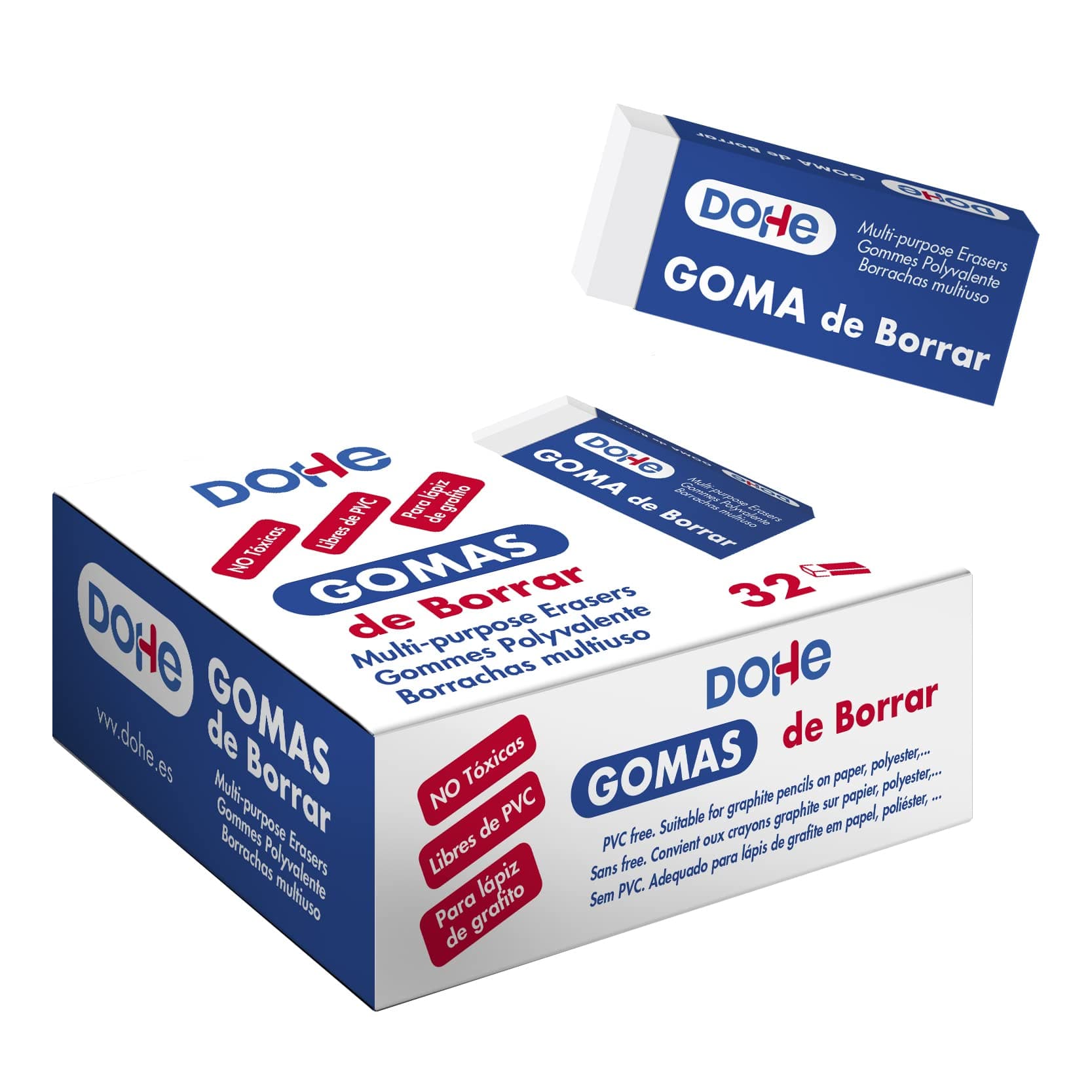 Caja de Gomas de borrar - 32 uds 59 x 23 x 10 mm