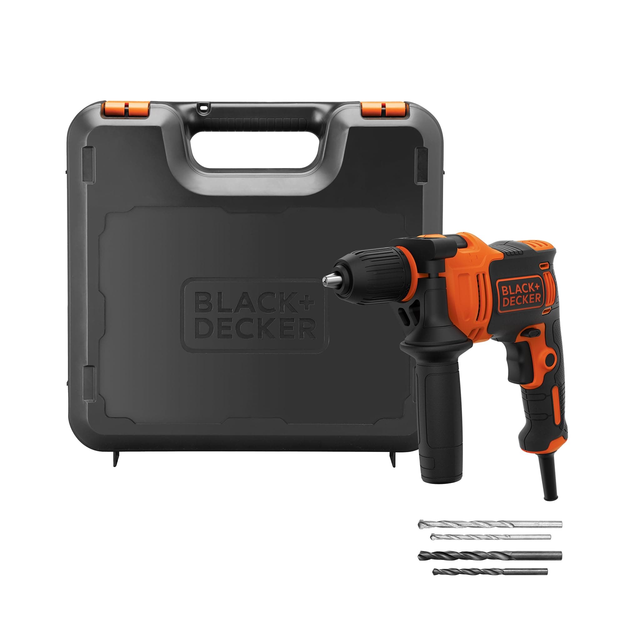 BLACK DECKER. Taladro percutor con cable de 710 W. Velocidad de 0 2800rpm, incluye 4 brocas y maletin.