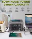 ALLPOWERS Estación de energía portátil R60O, batería LiFePO4 de 299Wh con 2 salidas de CA de 60OW (1200W) para acampar al aire libre.