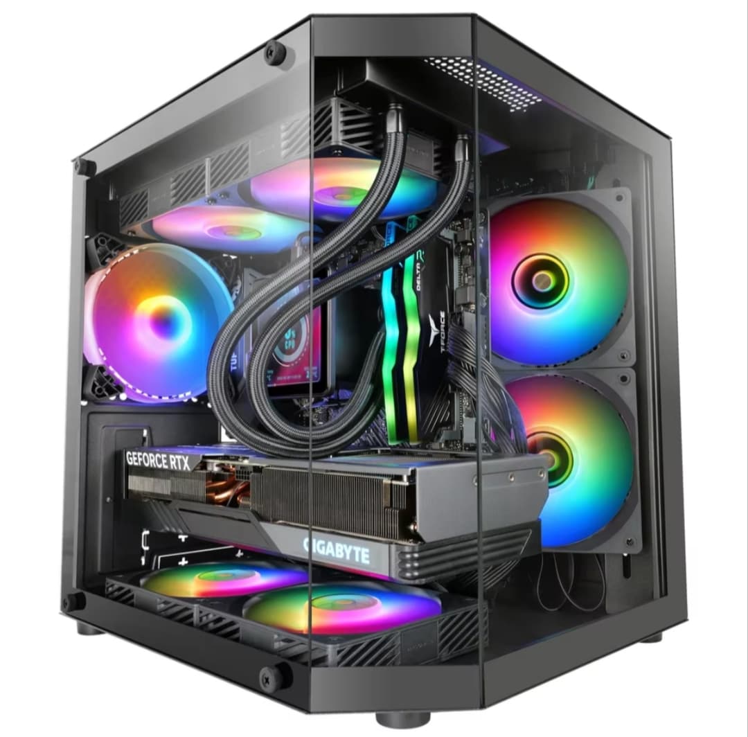 Mars Gaming MC-3TLITE, Caja Gaming MicroATX, Triple Cristal Templado Continuo, Ventilador FRGB Trasero 120mm, Estructura de Doble Cámara