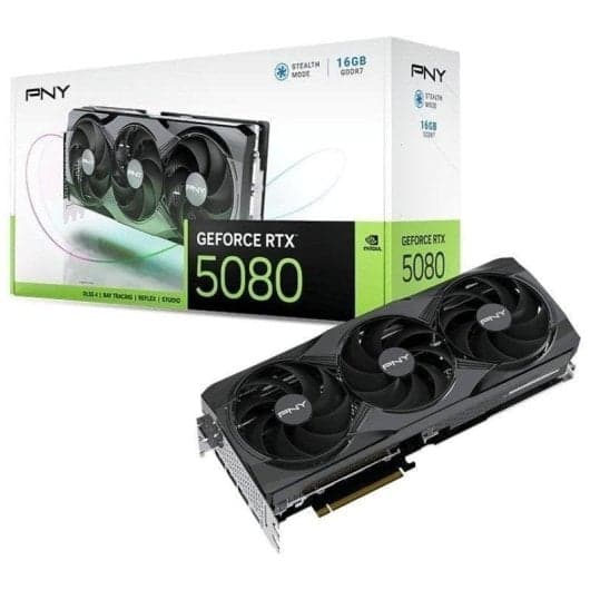 Tarjeta Gráfica PNY GeForce RTX 5080 Triple Fan 16GB GDDR7 Reflex 2 RTX AI DLSS4