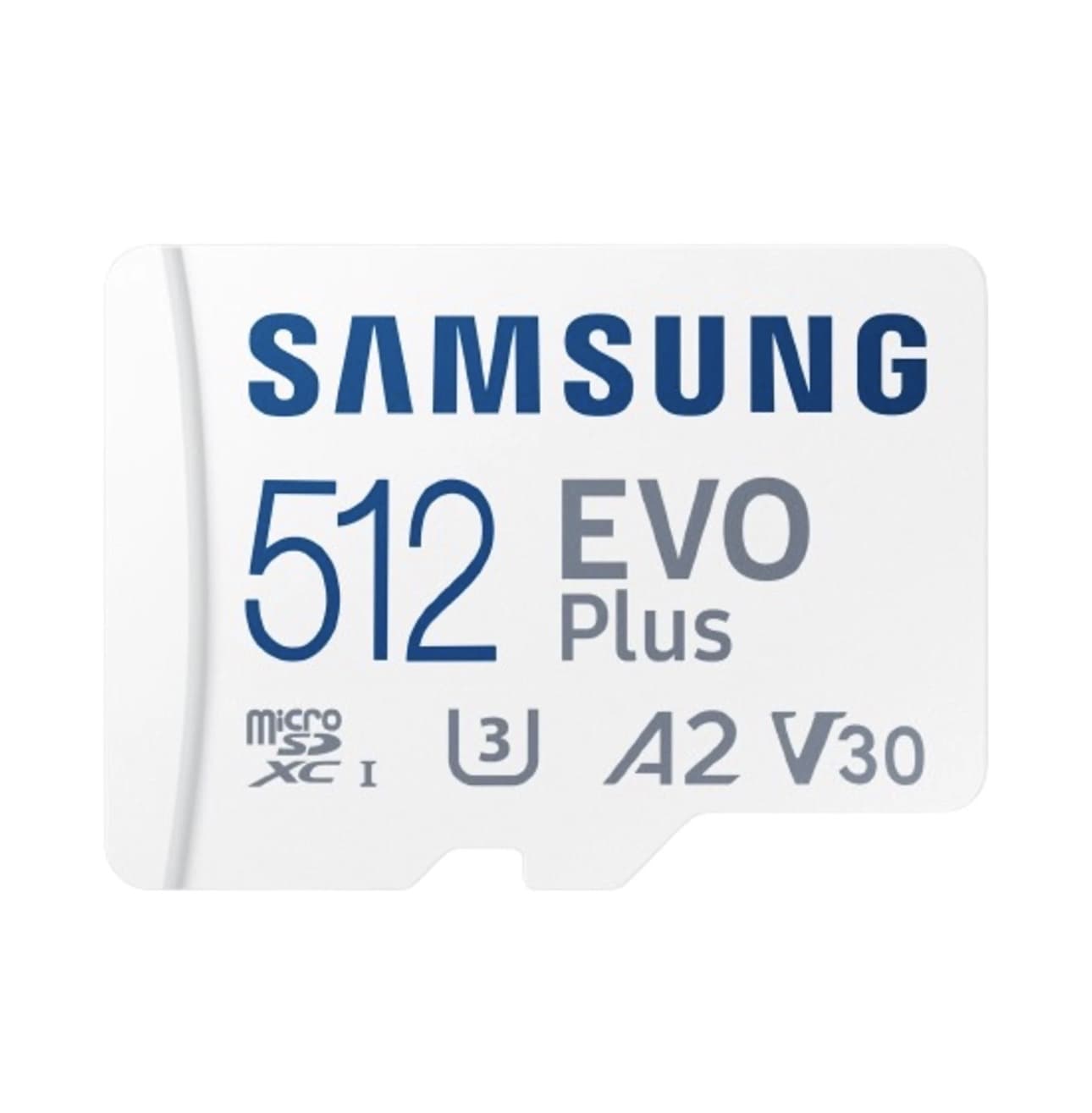 Tarjeta Micro SDXC - Samsung Evo Plus MB-MC512S, 512GB, Clase 3, V30. UHS-I, Lectura 160 MB/s, Blanco