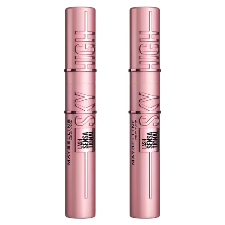 Maybelline New York | Pack duo de maquillaje: x2 Máscara de pestañas Lash Sensational Sky High, Tono Negro