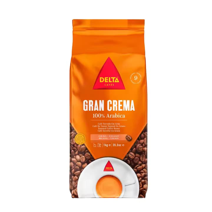 Delta Cafés Gran Crema - PACK 2 uds de 1kg - Café en Grano Natural 100% Arábico 1 kg