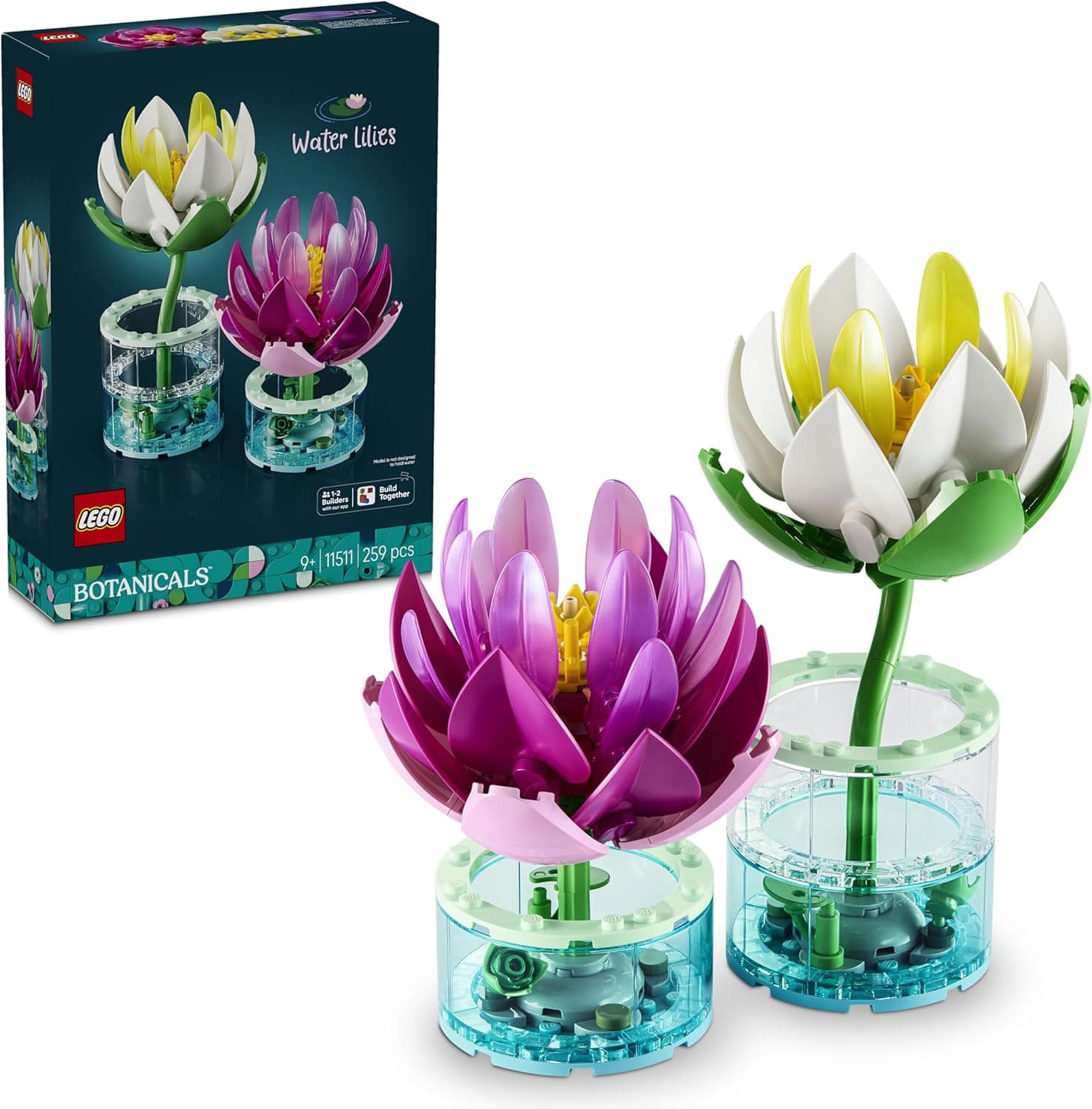 LEGO 11511 Botanicals Nenúfares Artificiales y 2 Jarrones Transparentes