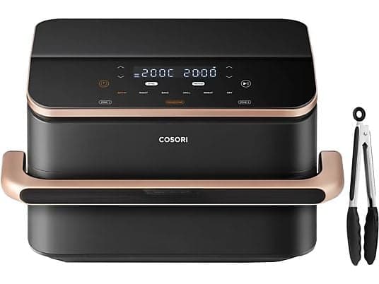 Freidora de aire - Cosori Dual Blaze Twinfry chef Edition, 10 l, 2800W, Doble Resistencia, Temporizador 1min-48h, 6 programas en 1,Negro