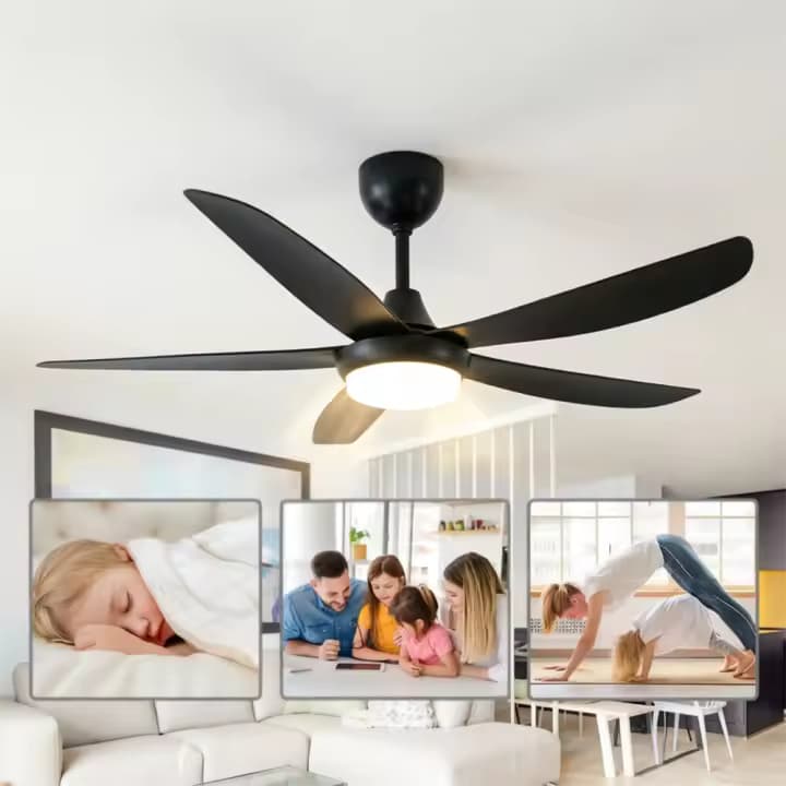 Ventilador de techo de 40"con luz y control remoto.Motor DC, 5 aspas ,6 velocidades, temporizador, función inversión giro,luz con memoria