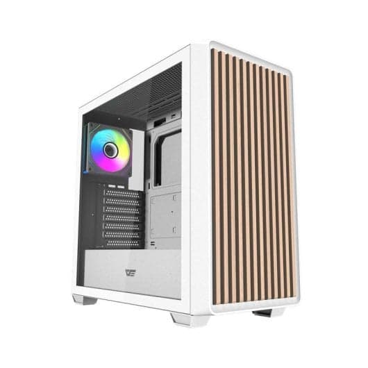 Caja PC Darkflash DS900WD ATX Blanca | Cristal Templado | Frontal de madera | 4 ventiladores