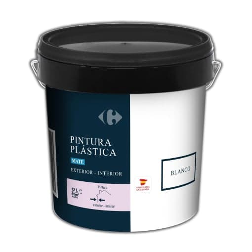 2x Pintura Plástica Exterior/Interior Mate Blanco Carrefour 12 L (70% en la segunda unidad en Pinturas Carrefour)