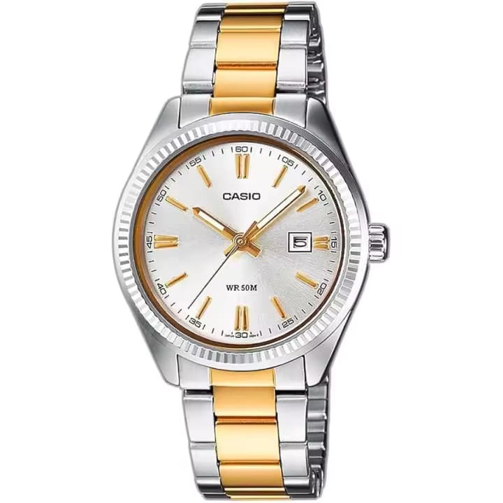 Casio Reloj Mujer Analogico Cuarzo con Correa de Acero inoxidable LTP-1302PSG-7AVE