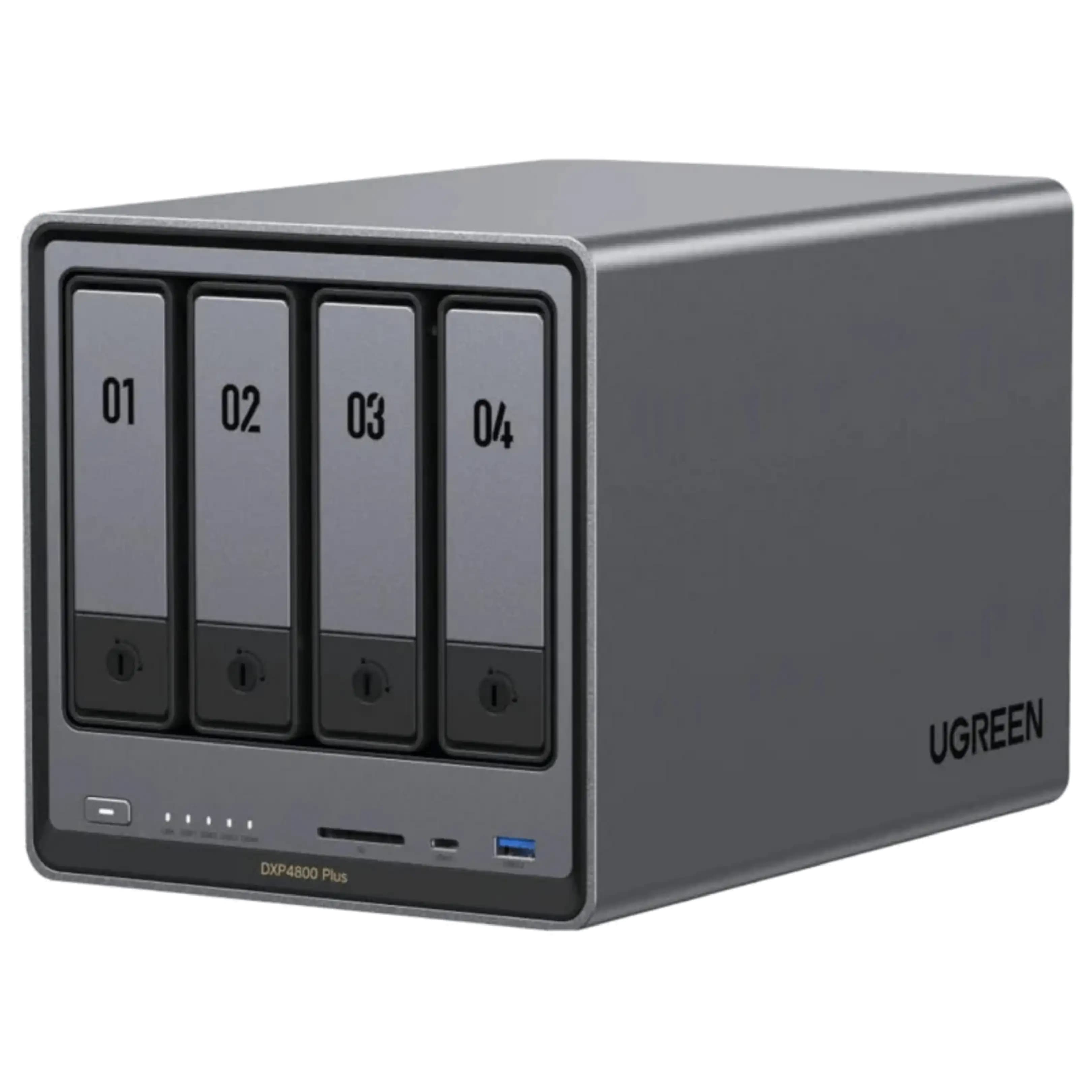 Servidor NAS - Ugreen DXP4800PLUS, SSD, Capacidad 112 TB, 8GB RAM, Intel Pentium Gold 8505, 4 Bahías, Gris