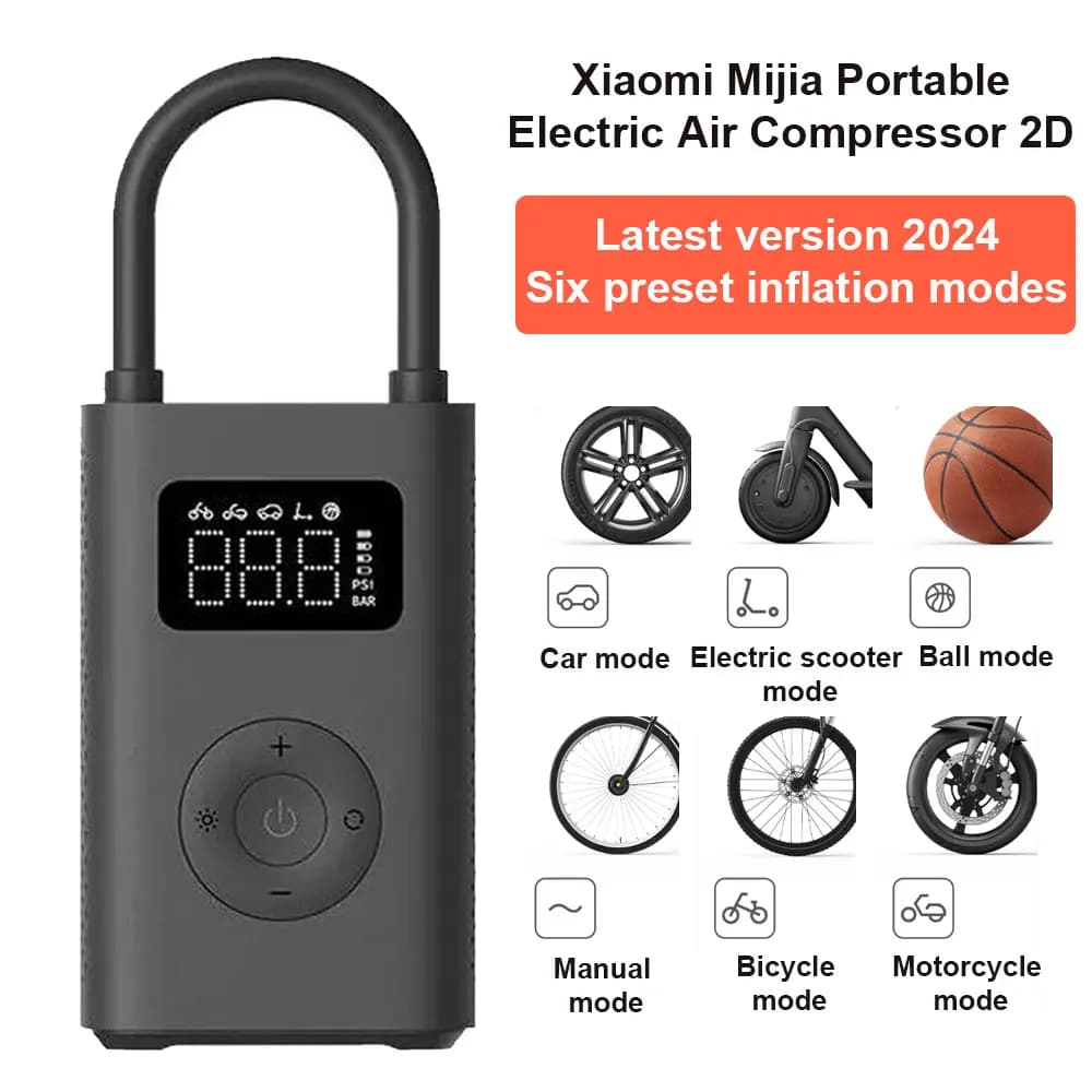 Xiaomi Compresor de aire eléctrico portátil, Mijia Inflador 2/2D