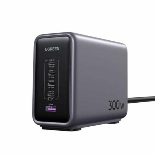 Estación de carga UGREEN Nexode 300W GaN 5 puertos USB-C/A cable 2 m gris