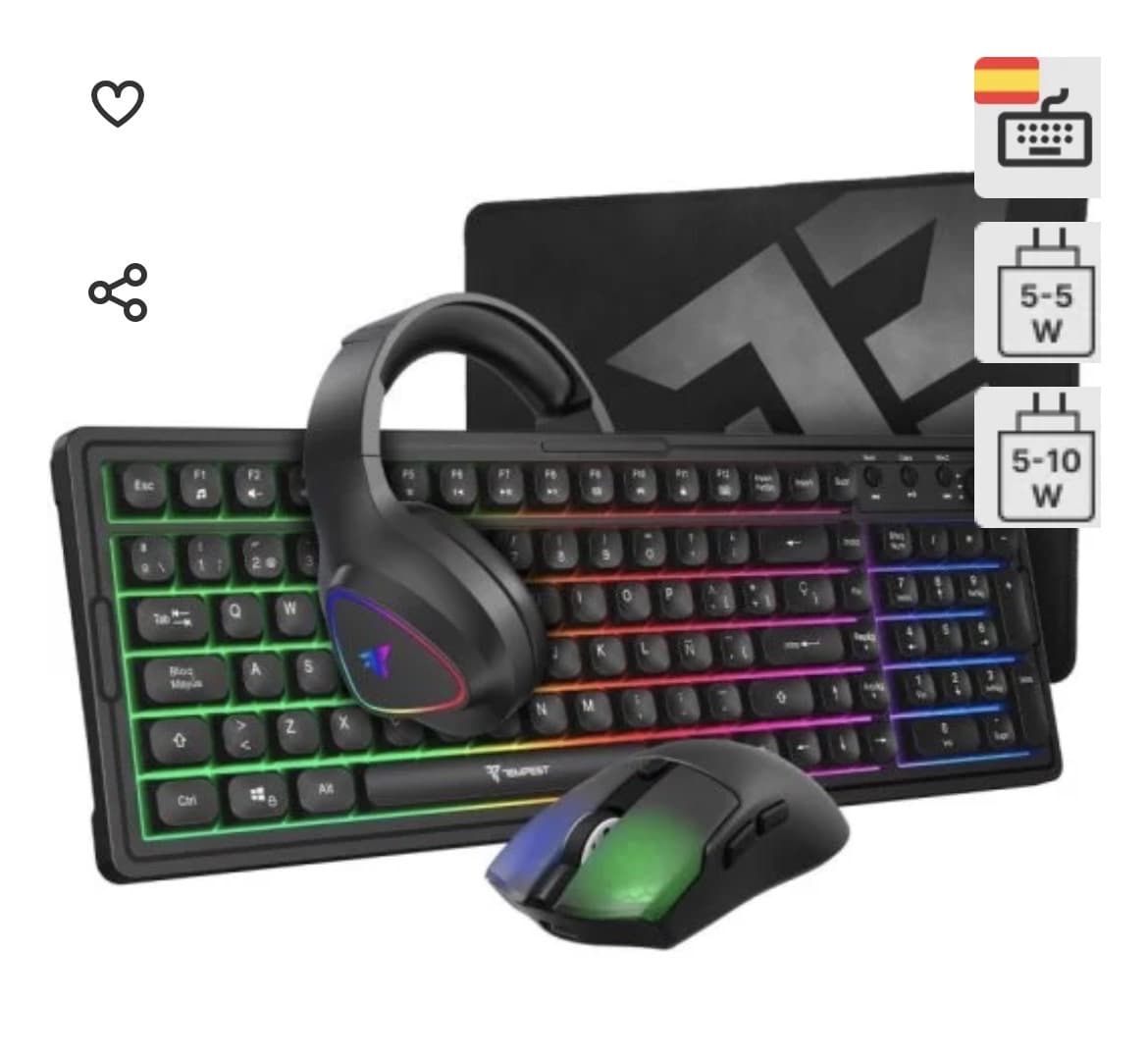 Tempest Combo 3100 PRO RGB Teclado + Ratón + Auriculares + Alfombrilla