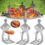 3 Soporte para Salchichas de Barbacoa de Acero Inoxidable, Porta Salchichas BBQ