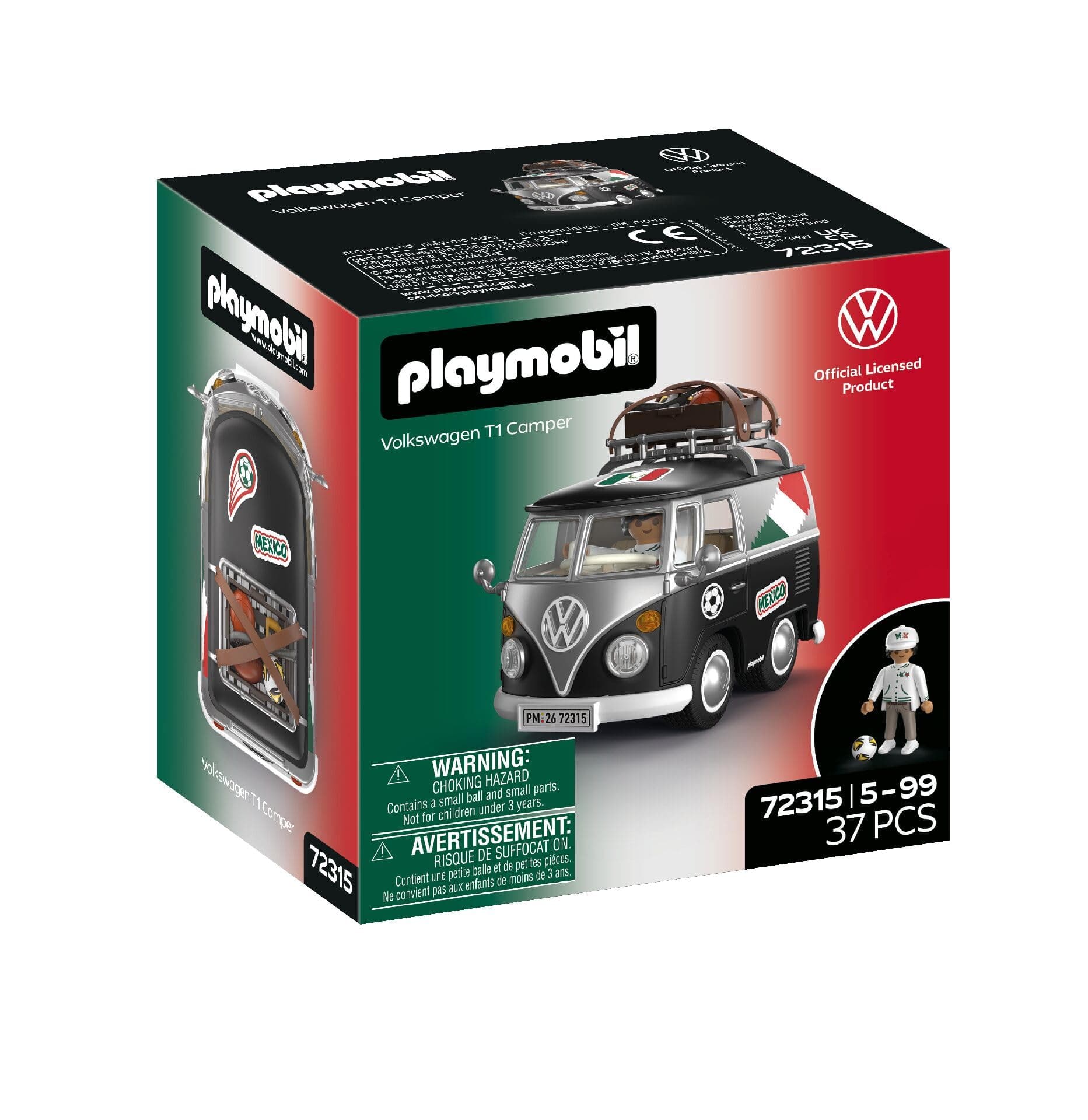 PLAYMOBIL | Volkswagen | Volkswagen T1 Camper Mex Edition | Retro Camper con Equipamiento Deportivo, portaequipajes