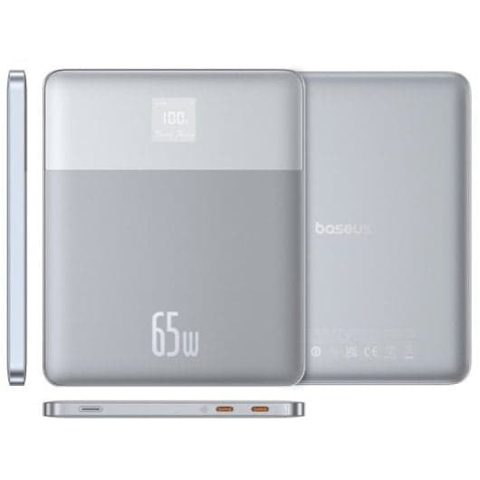 Baseus Blade2 PowerBank Cargador para Portátil 65W USB-C 12000mAh Display LED Plata