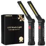 Linterna Taller Recargable, 5 Modos Lámpara de Inspección Luz de Trabajo LED Linterna Magnética Clip y Gancho para Coche Camping (2 Piezas)