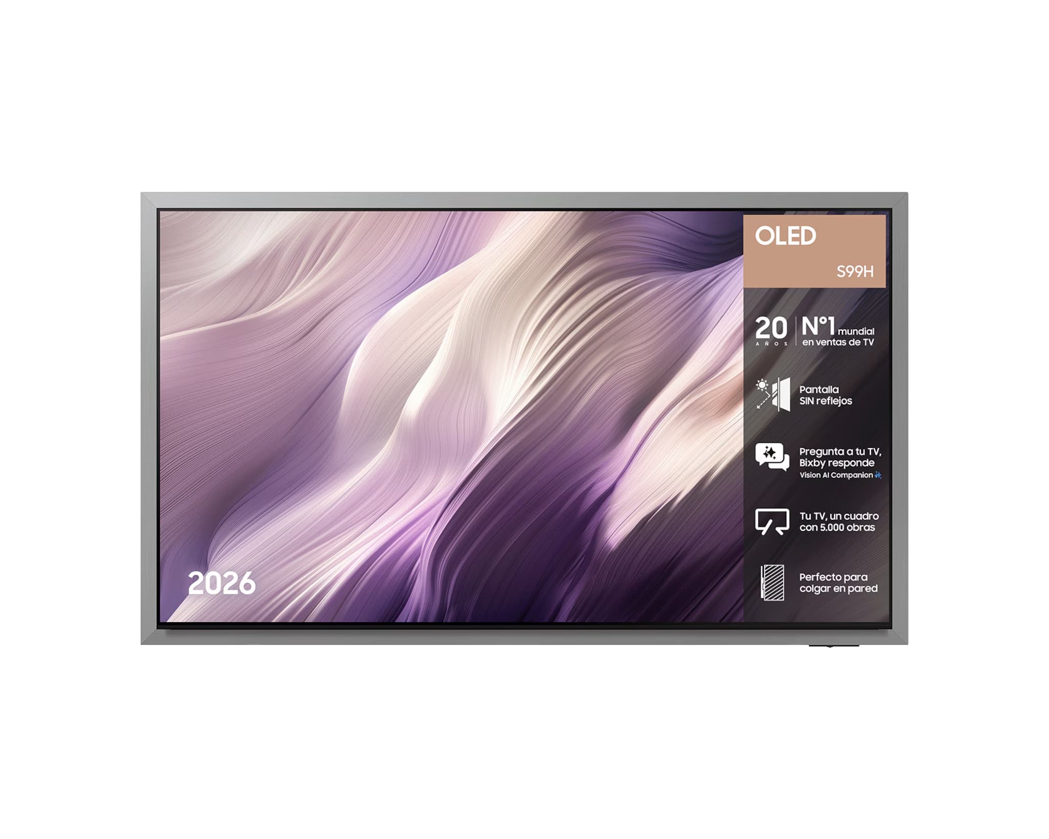 TV Samsung 77" OLED S99H 4K (2026) Glare Free + One Connect Inalámbrico – 165 Hz, NQ4 AI Gen3, 4 HDMI 2.1, 70 W 4.2.2 Dolby Atmos