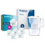 BRITA Jarra Filtrante, Modelo Aluna + 5 Filtros MAXTRA PRO | Capacidad 2,4L | 150L agua filtrada | Sin BPA | Apta lavavajillas | Memo