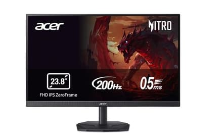 Monitor Gaming Acer Nitro KG241YX1bmiipx 23,8" (FHD, 200Hz, 1ms VRB, AMD FreeSync, altavoces, HDMI/DP, ZeroFrame, inclinable, negro)