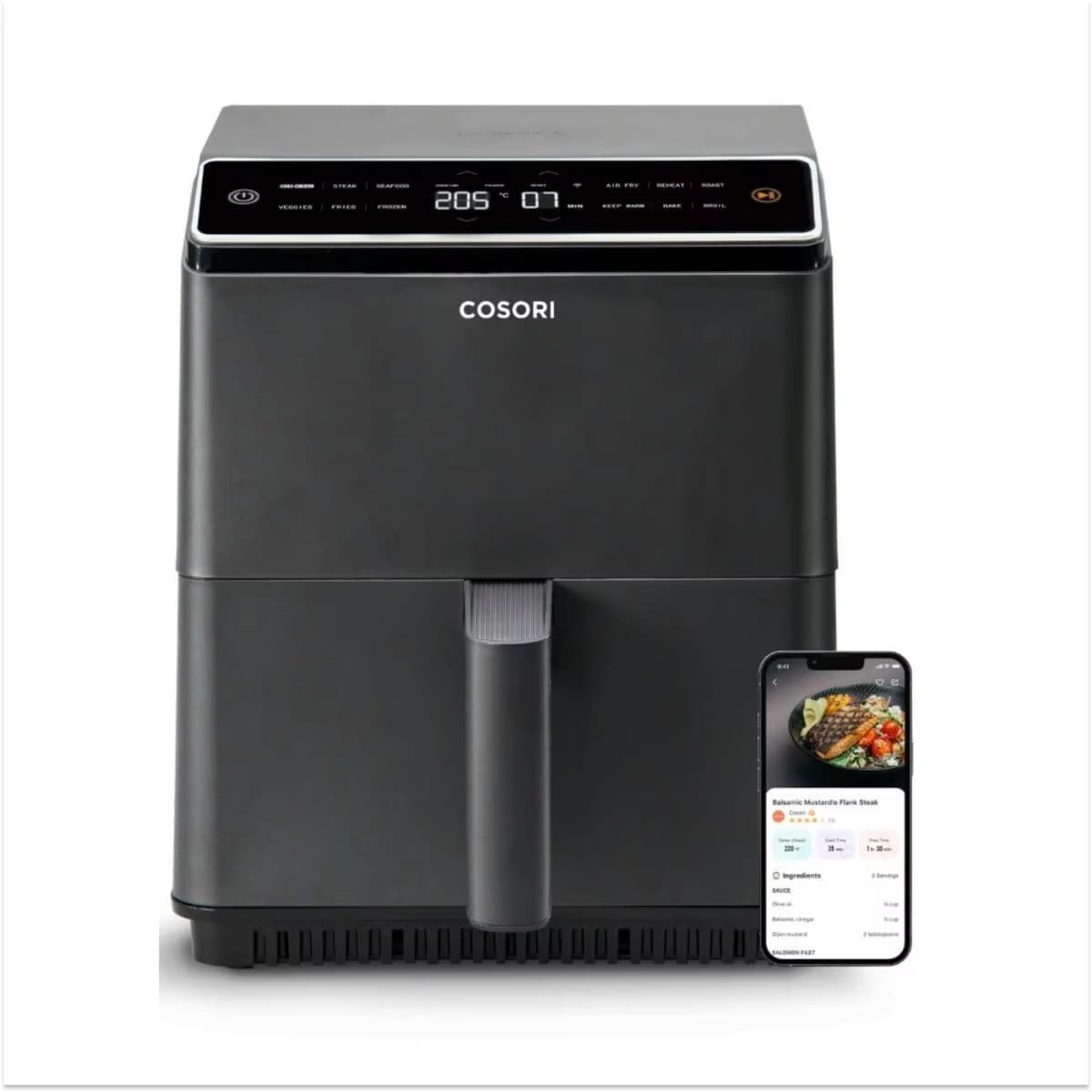 Cosori Freidora Dual Blaze Chef Edition 6,4L Negra, Doble Resistencia (91,28€ Cupon -3€ Aranceles)
