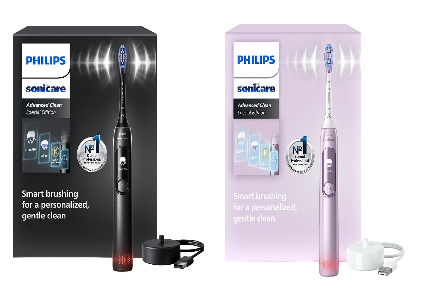 2 x Cepillo eléctrico Philips Sonicare HX3792/12 Serie 4100 Special Edition, Autonomía 14 días, Tecnología sónica, Sensor presión, 2 colores