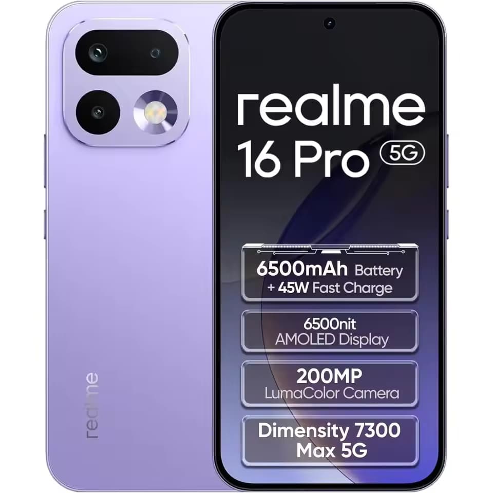 realme 16 Pro 5G Smartphone, Versión europea, Batería de 6500mAh, Cámara Principal de 200MP OIS, Pantalla AMOLED 144Hz, 8GB+256GB