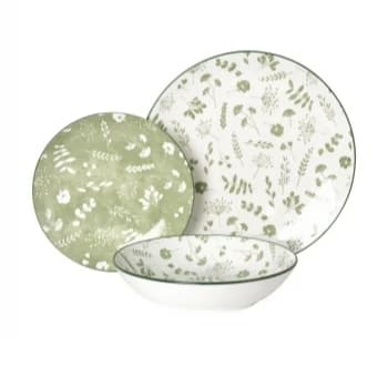 Vajilla de Porcelana 12 pzas IDEALCASA Fiore (En 2 colores)
