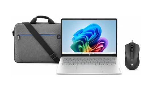 Portátil HP OmniBook 3 14" (Snapdragon X X1-26-100, 16GB, 512GB SSD, FHD, W11H, NPU Copilot+, incluye ratón y maletín, en Carrefour)
