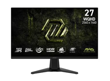 Monitor Gaming MSI MAG 275QF E20 27" (WQHD 1440p, Rapid IPS, 200Hz, 0.5ms, Adaptive-Sync, HDR Ready, HDMI/DP, marcos finos, negro)