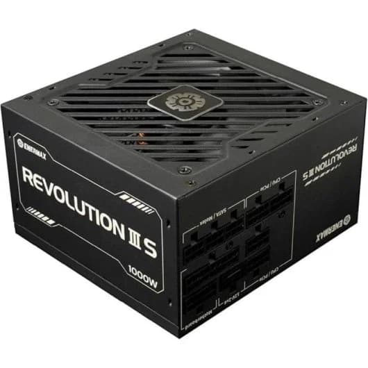 Fuente de alimentación ENERMAX Revolution III S 1000W Bl 80+ Platinum ATX 3.1 12V-2x6 DC-DC modular Tier A -, 13 años de garantía.