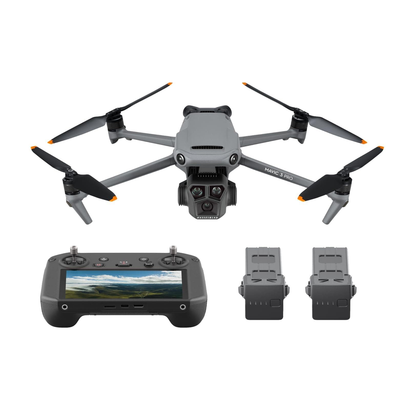 DJI Mavic 3 Pro Pack Vuela Más con DJI RC Pro, Mando a distancia, cámara Hasselblad con CMOS 4/3, tres baterías de vuelo inteligentes