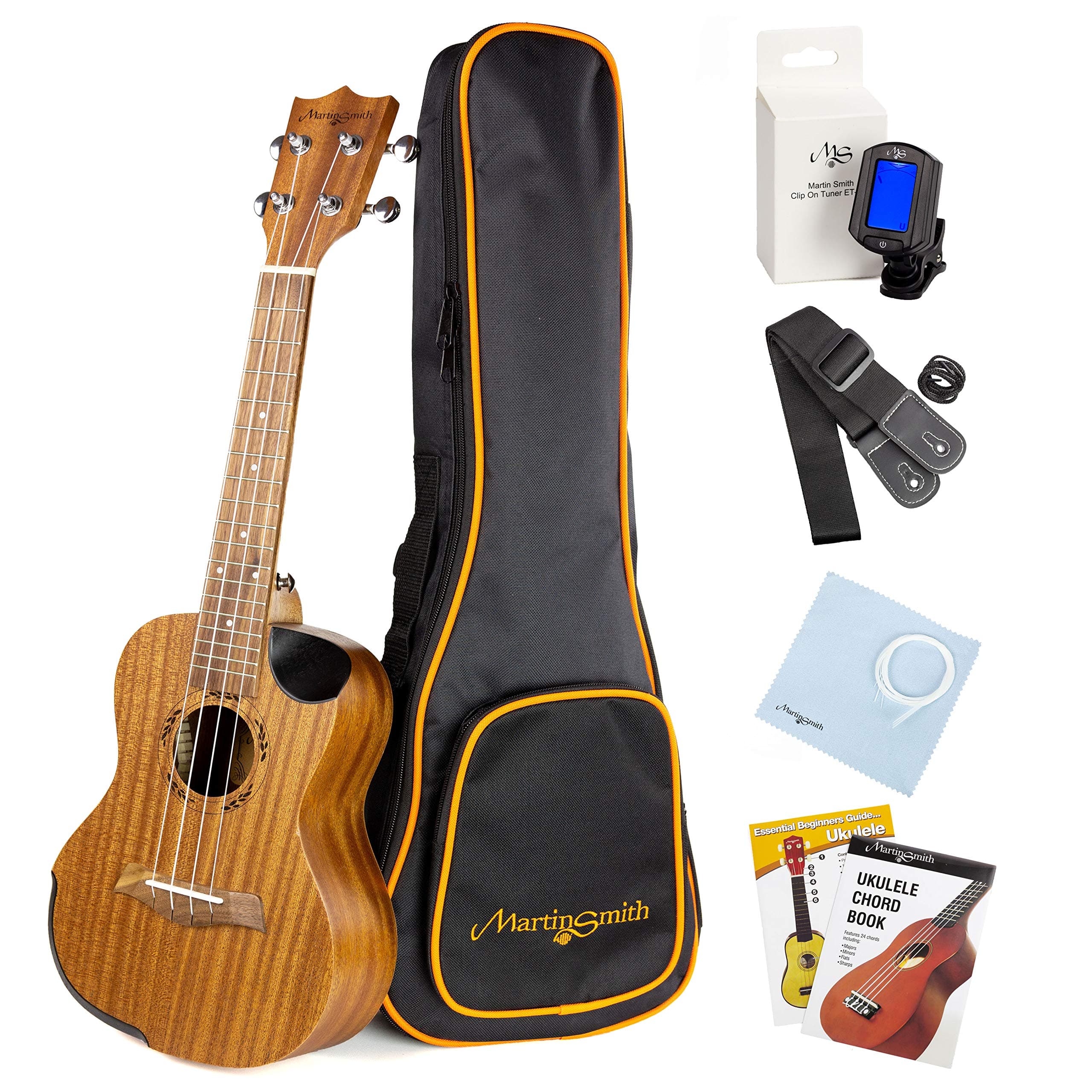 Ukulele tenore Martin Smith Premium con accordatore, borsa imbottita e corde di ricambio Aquila