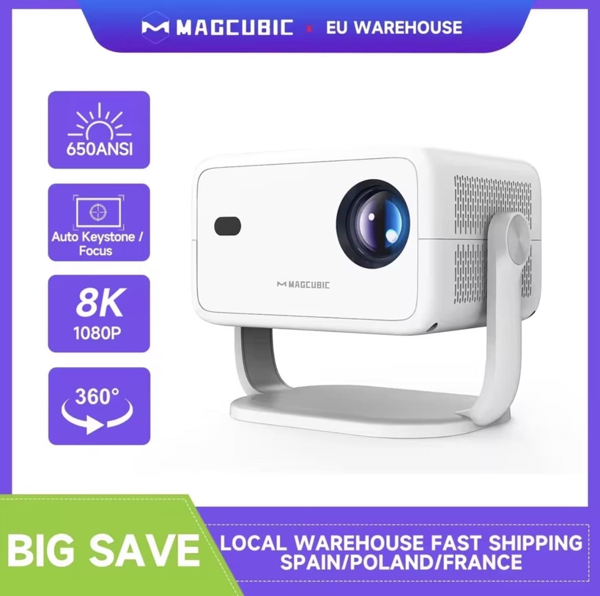 Proyector MAGCUBIC L018 Full HD 1080p nativos | 650 ANSI + Autofocus + WiFi 6 por 56,69 €