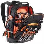 Mochila para herramientas SucceBuy con 64 bolsillos, organizador de almacenamiento duradero con compartimento para portátil y base moldeada