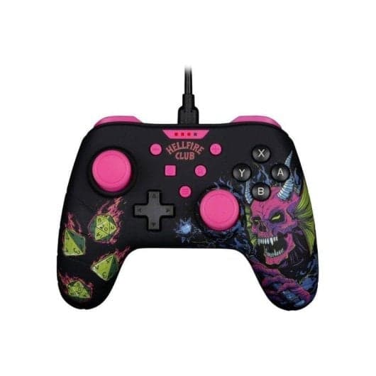 Mando Konix Stranger Things con Cable para Nintendo Switch, Negro y Rosa