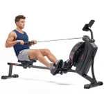 Máquina de remo Sunny Health & Fitness Hydro + inteligente de doble resistencia en color negro