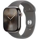 Apple Watch Series 10 (GPS + Cellular) – Caja de Titanio Natural de 46mm con Correa Deportiva Gris Piedra