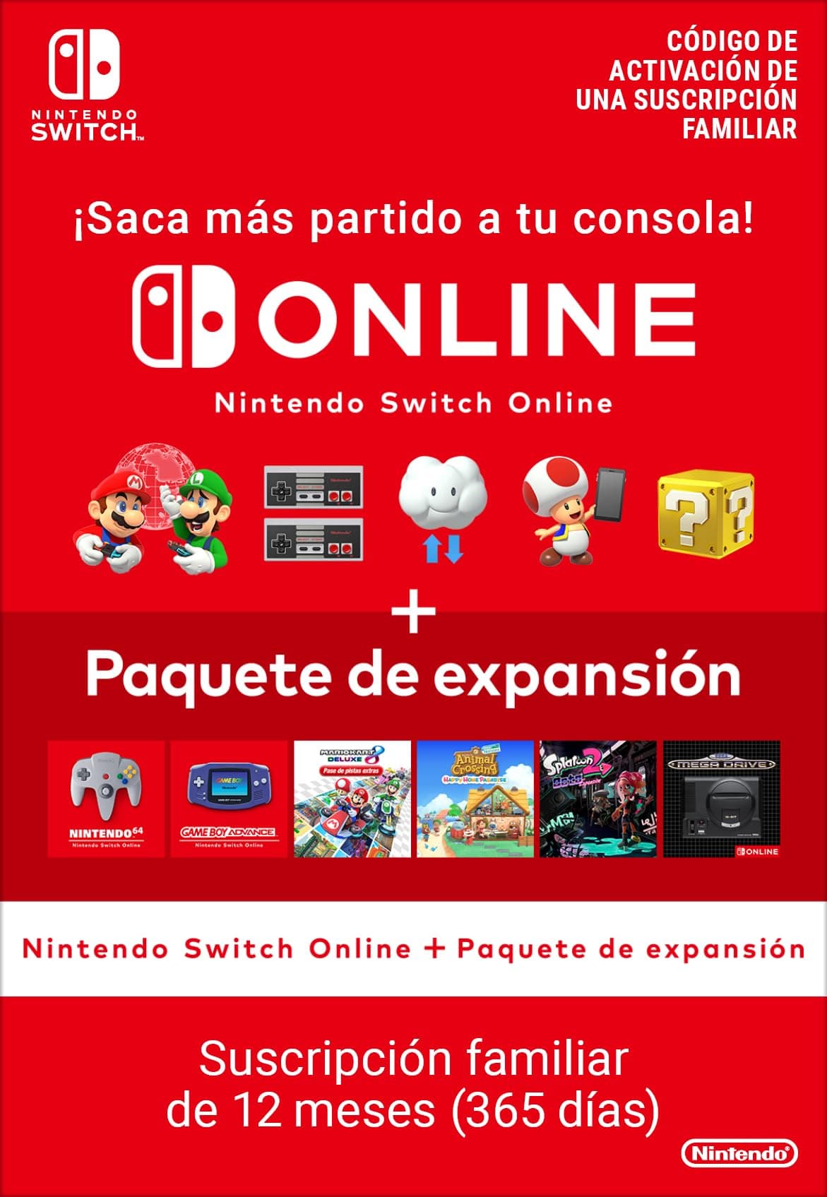 Nintendo Switch Online + Paquete de expansión (Suscripción familiar)