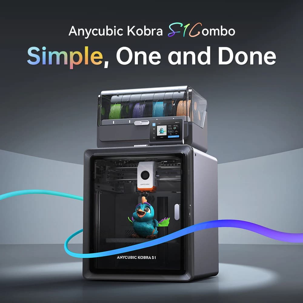 Impresora 3D Anycubic Kobra S1 Combo | Multicolor | CoreXY | 600 mm/s | Extrusora Directa | Nivelación automática, mas barato con monedas